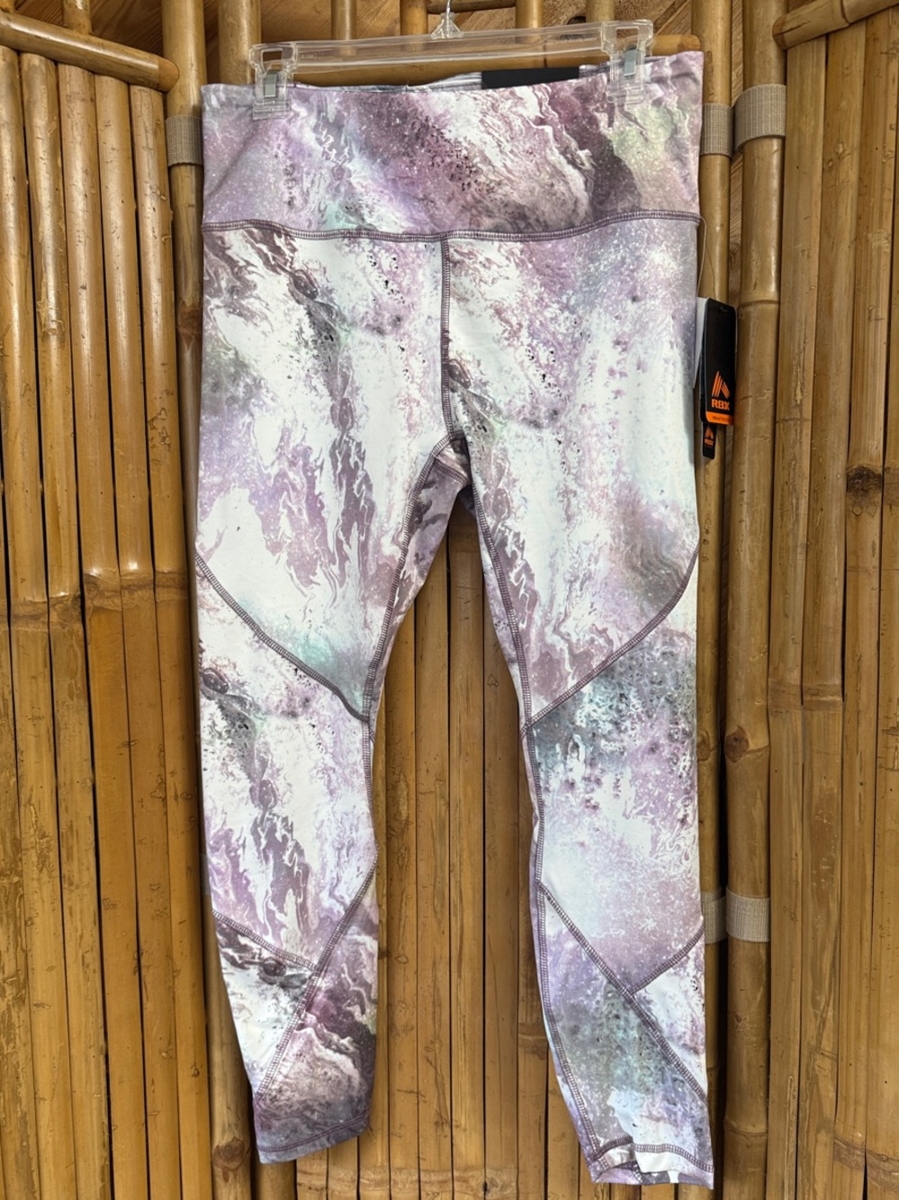 RBX Women’s Lavender Marble Leggings with Mint Accents Size L. NWT